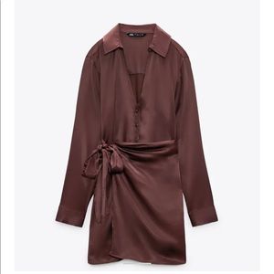 ZARA Brown Silk Dress